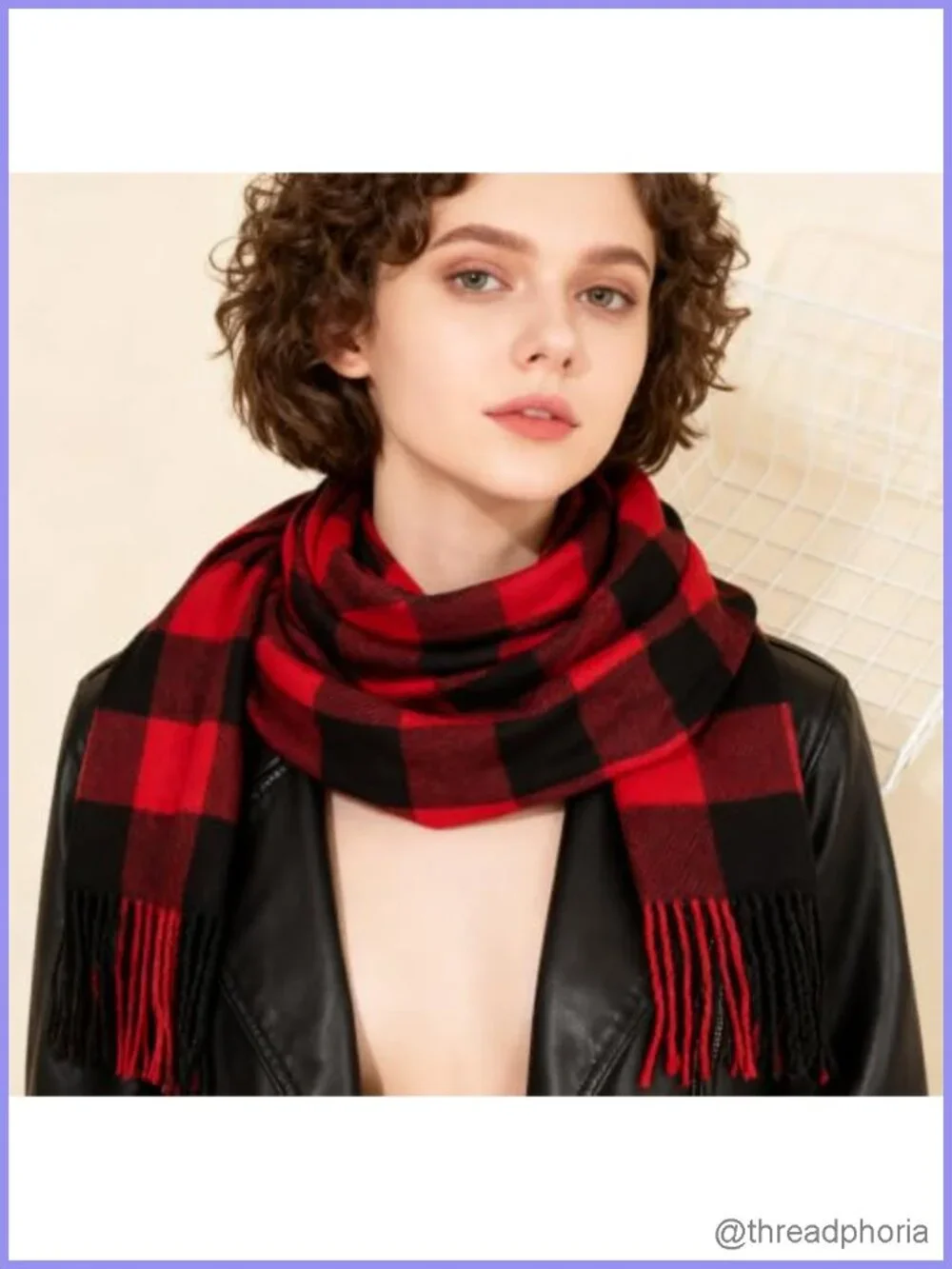 Plaid Fringe Scarf Shawl Wrap Long Winter Warm